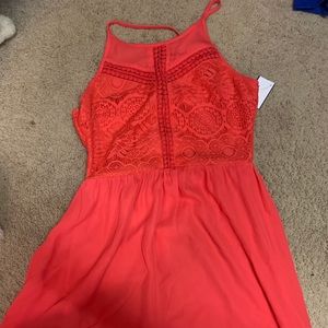 Coral lace dress